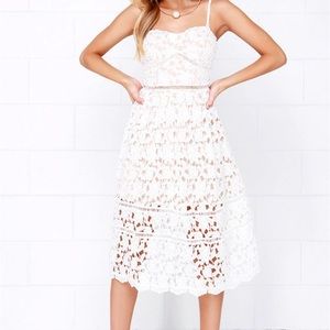 White ivory lace midi dress crochet knit floral